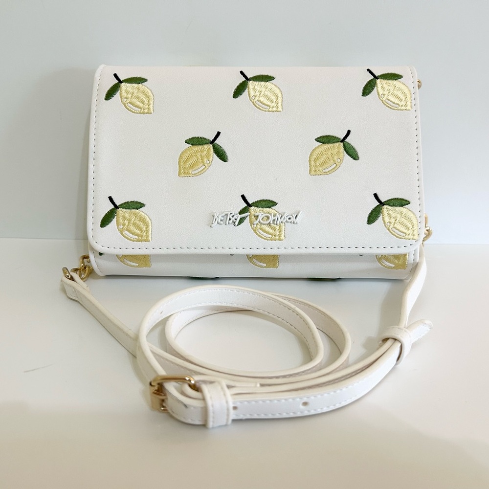 Betsey Johnson White and Yellow Lemon Crossbody Bag.